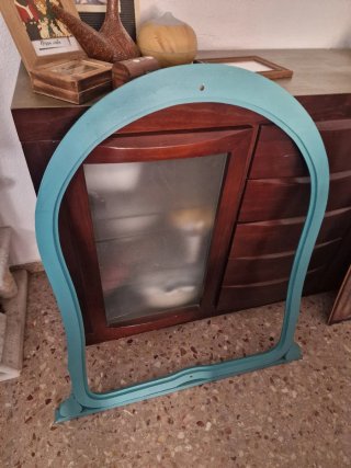 Marco Espejo Vintage Restaurado Teal
