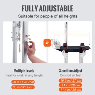Andamios de Yeso, Andamios de Herramienta de Aluminio Ajustables de 91.4 cm-127 cm con Rodilleras Protectores, Andamios de Trabajo Duraderos y Antideslizantes para Pintura de Sheetrock, Caminata, ...