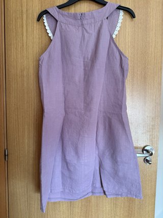Vestido lino y crochet morado