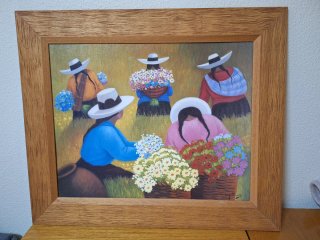 Cuadro de mujeres con flores 70x59 cm