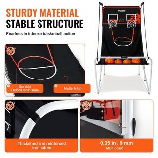 Juego de Arcade de Baloncesto Plegable, Juego de Baloncesto Interior para 2 Jugadores, Deporte de Doble Tiro en Casa con 4 Pelotas, 8 Modos de Juego, Marcador Electrónico y Bomba de Inflación, par...