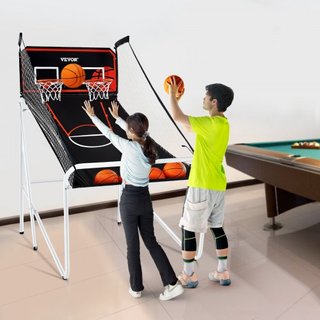 Juego de Arcade de Baloncesto Plegable, Juego de Baloncesto Interior para 2 Jugadores, Deporte de Doble Tiro en Casa con 4 Pelotas, 8 Modos de Juego, Marcador Electrónico y Bomba de Inflación, par...