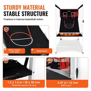Juego de Baloncesto Arcade Cage, Juego de Baloncesto Interior para 2 Jugadores, Deporte de Doble Tiro en Casa con 5 Pelotas, 8 Modos de Juego, Marcador Electrónico y Bomba de Inflación, para Niños...