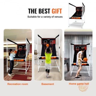 Juego de Baloncesto Arcade Cage, Juego de Baloncesto Interior para 2 Jugadores, Deporte de Doble Tiro en Casa con 5 Pelotas, 8 Modos de Juego, Marcador Electrónico y Bomba de Inflación, para Niños...