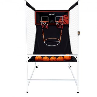 Juego de Baloncesto Arcade Cage, Juego de Baloncesto Interior para 2 Jugadores, Deporte de Doble Tiro en Casa con 5 Pelotas, 8 Modos de Juego, Marcador Electrónico y Bomba de Inflación, para Niños...