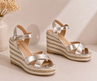 Sandalias cuña ALTRIMENTI doradas/plateadas