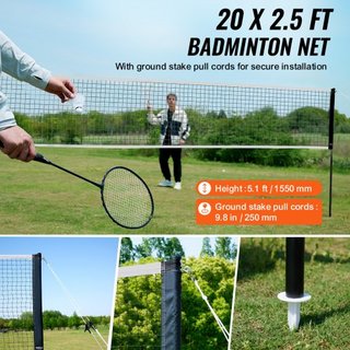 Juego de Red de Bádminton, Red de Bádminton para Playa, Patio y Parque, Juego de Equipos de Bádminton Portátil, Red de Bádminton para Adultos y Niños con Postes, Bolsa de Transporte, 4 Raquetas de...