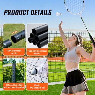 Juego de Red de Bádminton, Red de Bádminton para Playa, Patio y Parque, Juego de Equipos de Bádminton Portátil, Red de Bádminton para Adultos y Niños con Postes, Bolsa de Transporte, 4 Raquetas de...