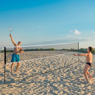 Juego de Red de Bádminton, Red de Bádminton para Playa, Patio y Parque, Juego de Equipos de Bádminton Portátil, Red de Bádminton para Adultos y Niños con Postes, Bolsa de Transporte, 4 Raquetas de...