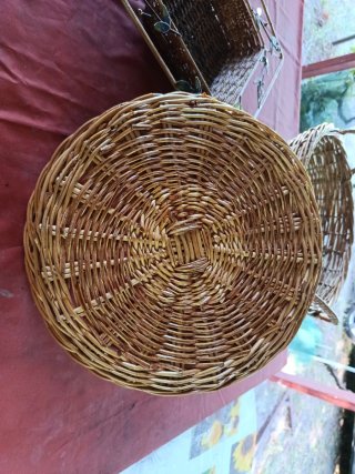 Lote 3 cestos mimbre y metal decorados