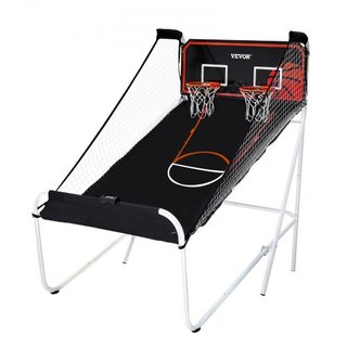 Juego de Arcade de Baloncesto Plegable, Juego de Baloncesto Interior para 2 Jugadores, Deporte de Doble Tiro en Casa con 5 Pelotas, 8 Modos de Juego, Marcador Electrónico y Bomba de Inflación, par...