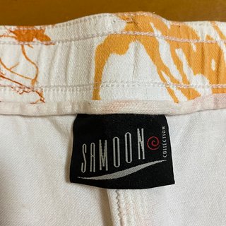 Samoon Pantaloni Capri Floreale Bianco Arancione