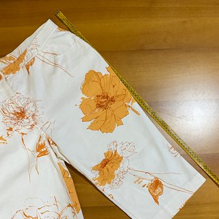 Samoon Pantaloni Capri Floreale Bianco Arancione