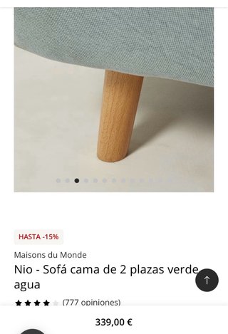 Sofá cama Maison du Monde 150cm