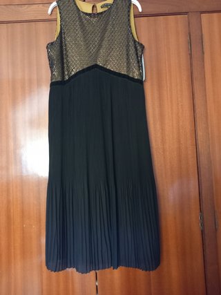 Vestido Mango Negro y Dorado