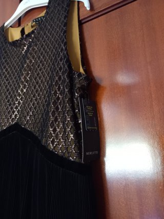 Vestido Mango Negro y Dorado