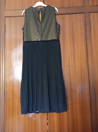 Vestido Mango Negro y Dorado