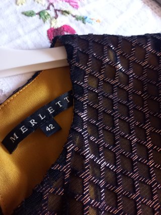 Vestido Mango Negro y Dorado