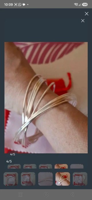 Pulsera seminario 10 aros plateados