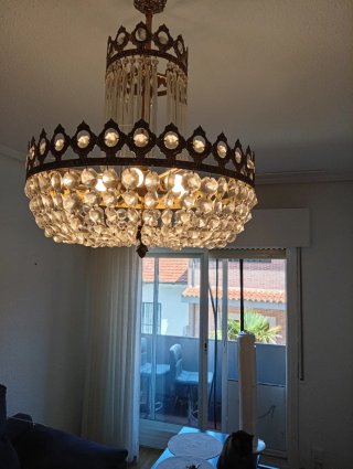 Elegante lámpara de salón cristal y metal