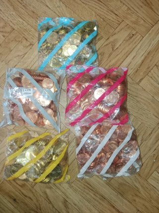 5 Bolsas 20,10, 5 , 2, 1 Céntimos España 1999 S/C