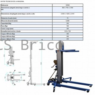 Apilador Manual Aluminio 5000 Kg - 5000 mm - 10538