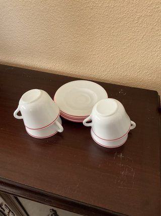 Set 4 Tazas Café Porcelana con Plato