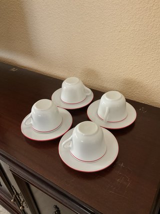 Set 4 Tazas Café Porcelana con Plato