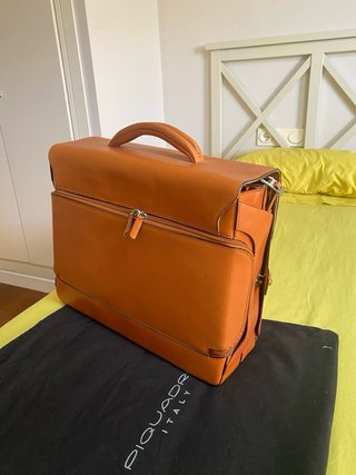 Maletín Piquadro Piel Marrón/Naranja Nuevo