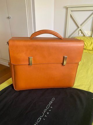 Maletín Piquadro Piel Marrón/Naranja Nuevo