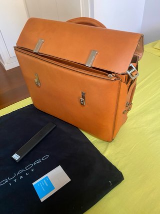 Maletín Piquadro Piel Marrón/Naranja Nuevo