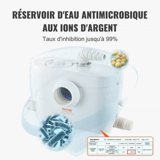 Bomba Maceradora, 700W, 9600 L/h, 10 m di Altezza, Pompa Sump per Acque Reflue con 3 Ingressi per WC, Cantina, Cucina, Lavandino, Doccia, Smaltimento Rifiuti