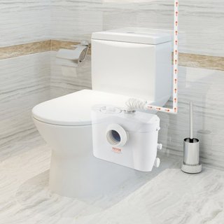 Bomba Maceradora, 700W, 9600 L/h, 10 m di Altezza, Pompa Sump per Acque Reflue con 3 Ingressi per WC, Cantina, Cucina, Lavandino, Doccia, Smaltimento Rifiuti