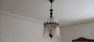 Lámpara de techo de cristal y metal