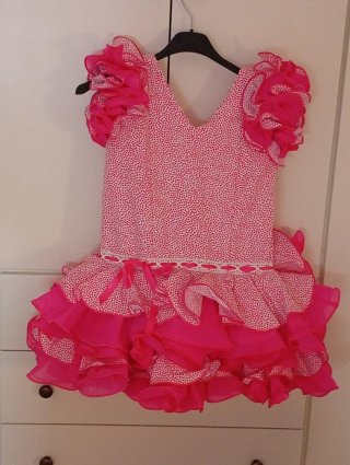 Vestido Flamenca Rosa con Lunares
