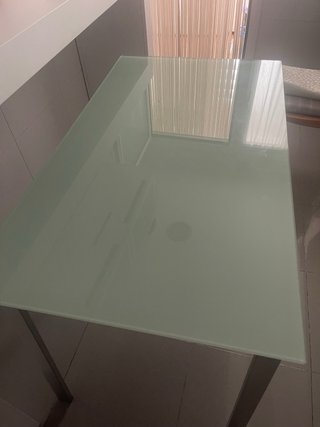 Mesa de cocina extensible cristal y metal