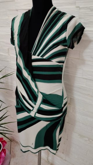 Abito fantasia verde e bianco