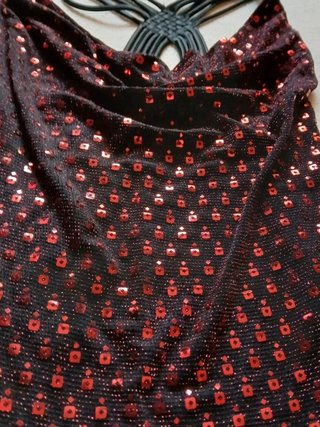 Abito corto paillettes rosso scuro e nero -