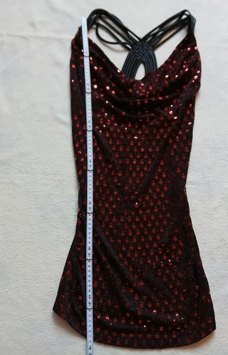 Abito corto paillettes rosso scuro e nero -