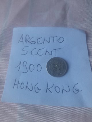 Hong Kong 5 centesimi 1900 in argento