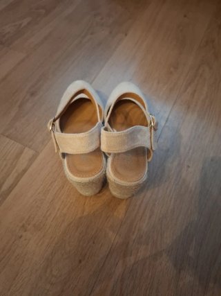 Zapatos sandalias cuñas esparto beige mujer talla