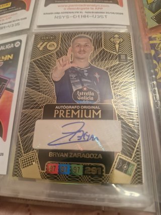 Cromo Bryan Zaragoza Firmado Premium Panini