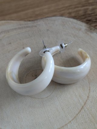 Pendientes Aro Resina Beige y Blanco