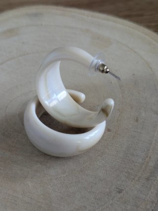 Pendientes Aro Resina Beige y Blanco