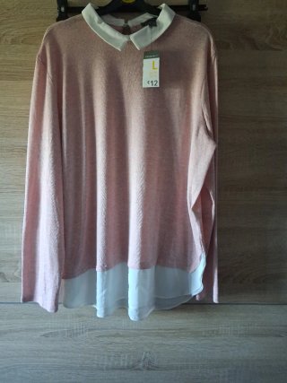 Jersey rosa cuello blanco talla L