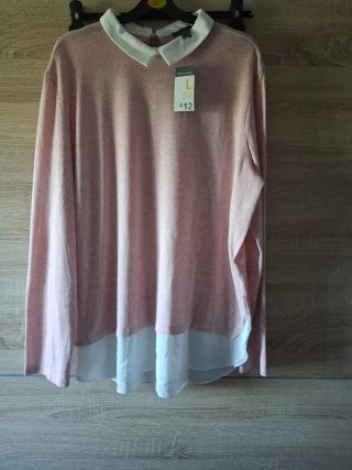 Jersey rosa cuello blanco talla L