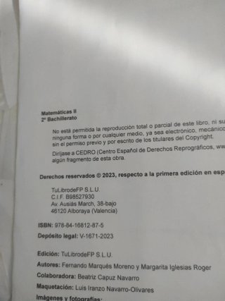 MATEMATICAS II 2º BACHILLERATO