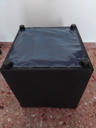 Puf Cubo Negro Piel Sintética