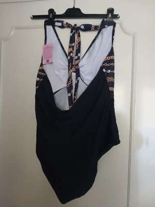 Costume intero donna catene oro nero