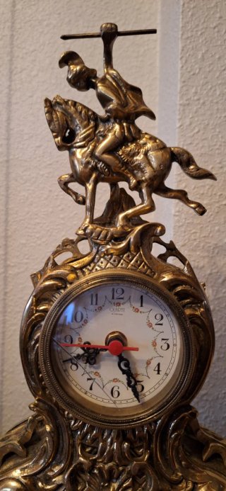 Reloj Sobremesa Vintage Caballero Caballo Bronce